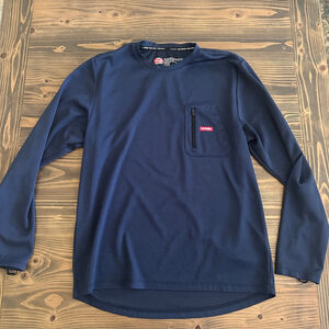 Men's Wrangler Navy Blue Waffle Long Sleeve Tee XL with Red Logo Pocket